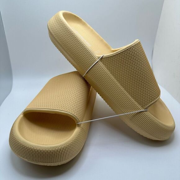 CUSHIONAIRE Women's Cloud Recovery Slide Sandals with +Comfort 9 YELLOW - Picture 6 of 7